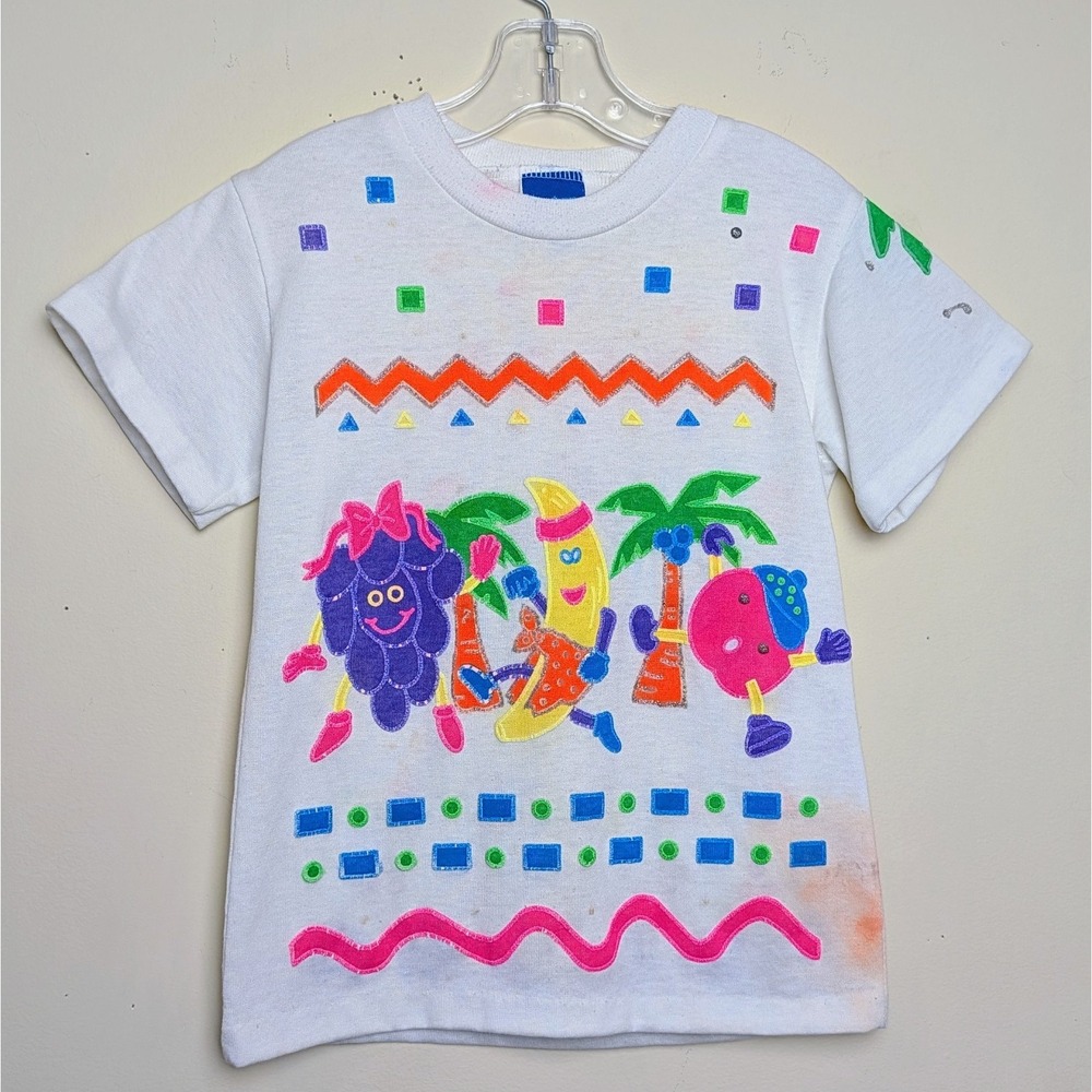 Vintage‎ New Moves Tropical Fruit Neon Puff Print AOP Single Stitch Shirt 4-5
